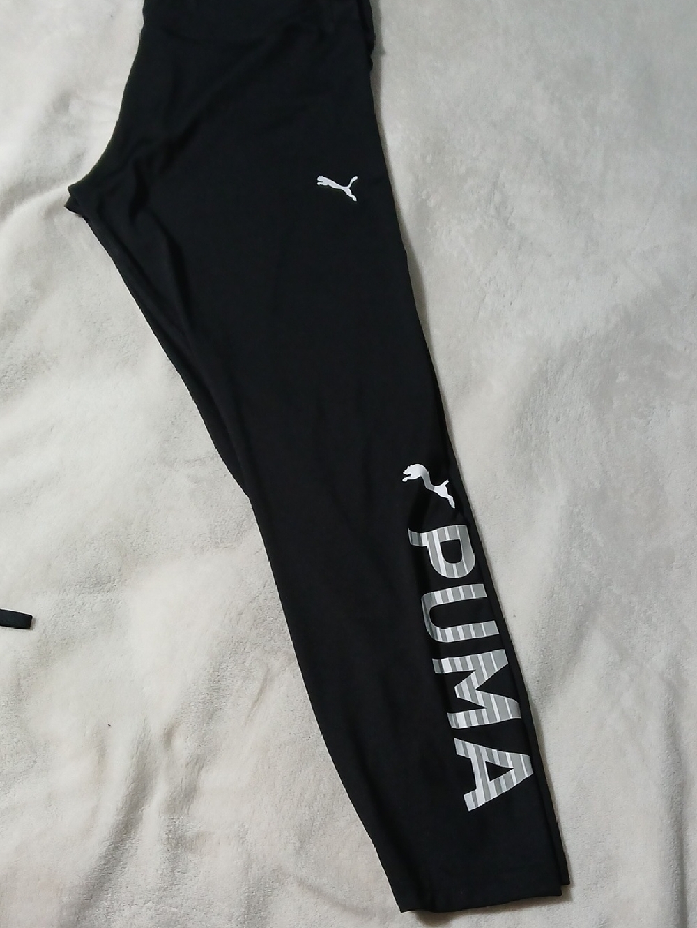 Puma Black Leggings with White Logo and Text